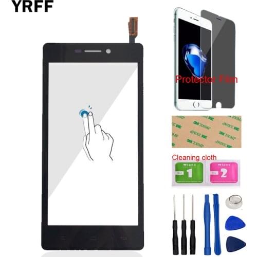 Touch Front Glass For Fly IQ4501 EVO Energie 4 IQ 4501 Touch Screen Digitizer Panel Glass 5.0'' Mobile + Protector Film Adhesive