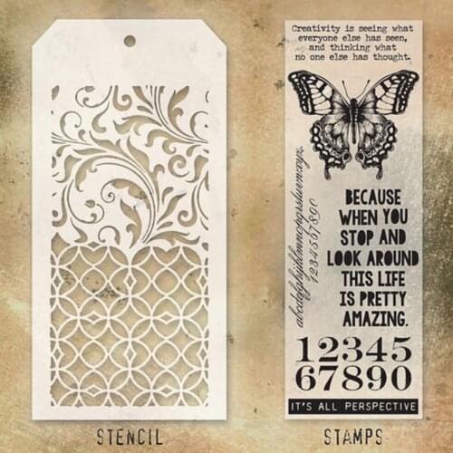 2021 New Retro Feather Butterfly Pattern Clear Stamp and Stencil For DIY Making Greeting Card Scrapbooking No Metal Cutting Dies