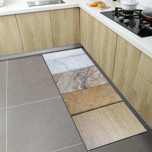Modern Kitchen Mat Entrance Doormat Marble Printing Pattern Bathroom Hallway Anti-Slip Decoration Carpet Bedroom Floor Home Rug