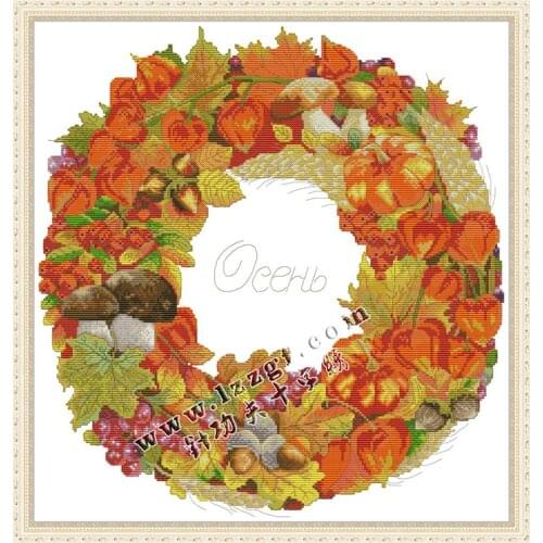 Everlasting Love Wreath-Autumn Fruits Chinese Cross Stitch Kits вышивка крестом наборы 14C 11CT Stampted Ecological Cotton Clear