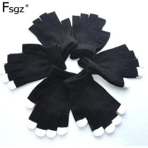 Student Knitting Gloves 12-15 Years Old Children Winter Mittens Black Screen Mittens Outdoor Sport Driving Keep Warm Gauntlets