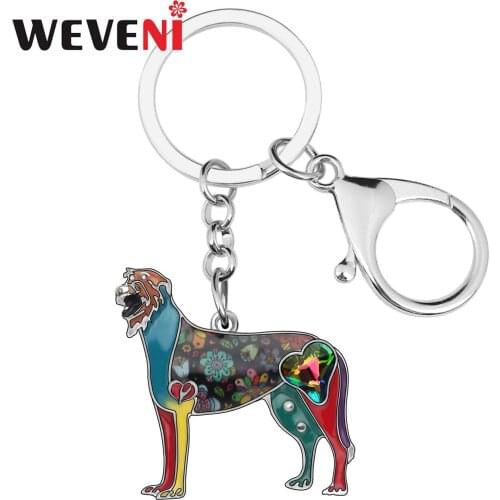 Weveni Enamel Irish Spaniel Dog Key Chains Lovely Animal Key Rings Car Key Holder Jewelry For Women Girls Pet Lovers Decorations