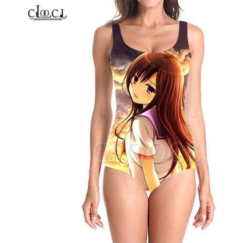 CLOOCL Newest Anime Girl 3D Print Womens Sleeveless Sexy Swimsuit Summer Beach Swimwear One-piece