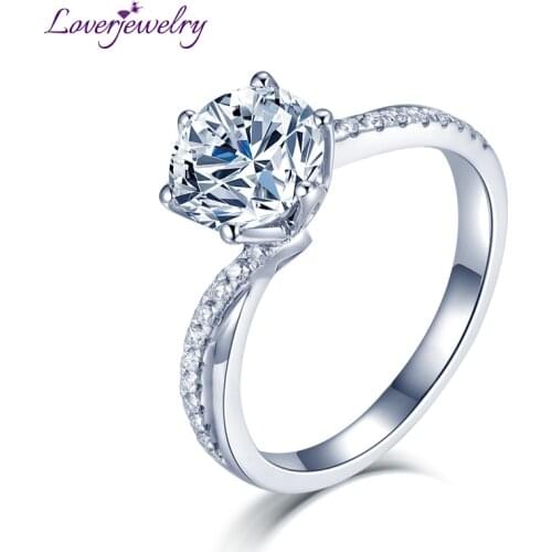 LOVERJEWELRY Ring Moissanite 14kt White Gold Women Moissanite Rings 2020 For Young Lady Anniversary Engagement Party Best Gift