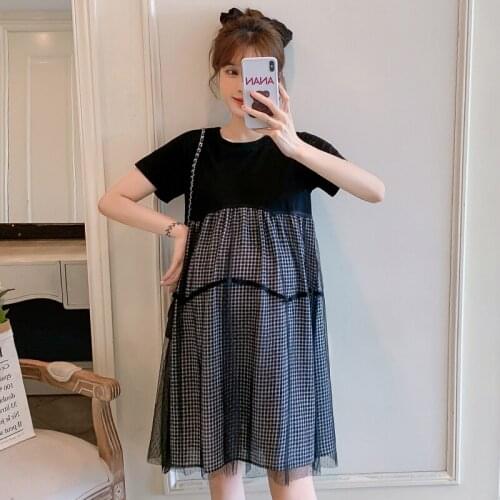 2021 New Arrive Summer Maternity Dress Woman Voile Patchwork Large Size Dresses Pregnant Woman Clothing MD-02833