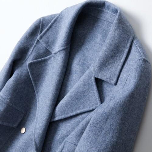 Wool Coat Blue 100% Spring Autumn Coats and Jackets Women Korean Elegant Manteau Femme 2020 LSFE-1104 KJ5171