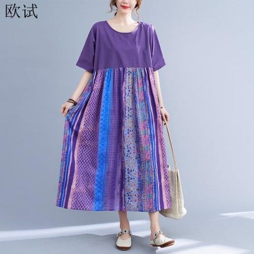 Oversized Floral Summer Patchwork Dress For Women Loose Casual Ladies Oversize Dresses Vogue Mujer Femme Dress 2021