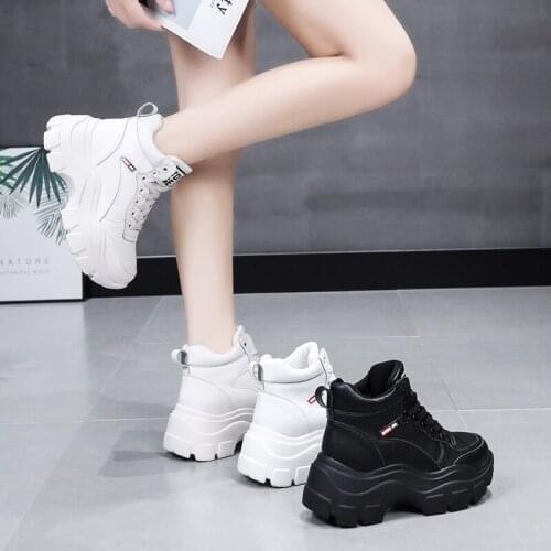 Winter Boots Women Leather Ankle Boots Female Black White Platform Sneakers Women Punk Boots Flat Ladies Shoes Woman