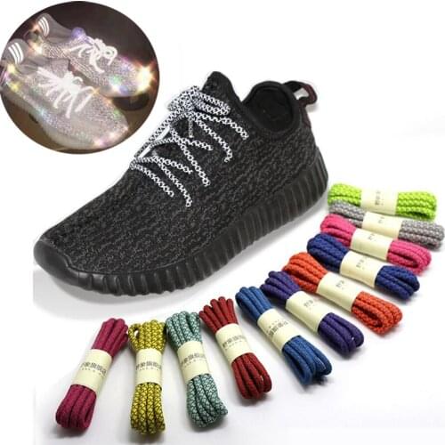1Pair 120cm Fluorescent Sneaker Shoestrings Sport Shoelaces Highly Reflective Round Rope Shoes Lace Light Shoelaces Running Shoe