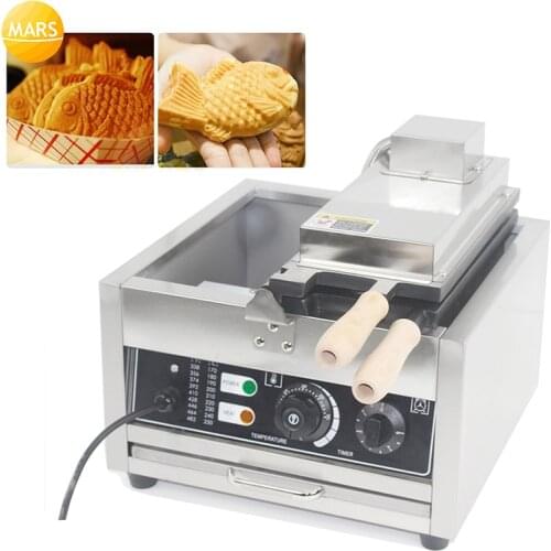 110V 220V Fish Cake Machine Commercial Electric Fish Shaped Taiyaki Waffle Maker Non-stick Taiyaki Fish Mold Pan Snack Equipment
