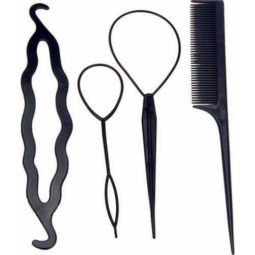 4pcs/set Magic Hair Braiding Twist Curler Styling Set Hairpin Holding Hair Braiders Pull Hair Needle Ponytail DIY Tool