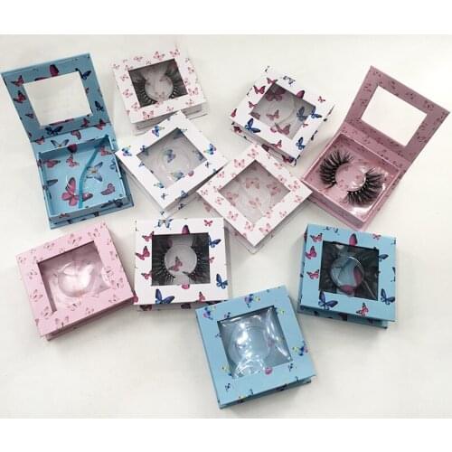 5D Mink Eyelashes Butterfly Lash Box Empty Square Case with Clear Tray