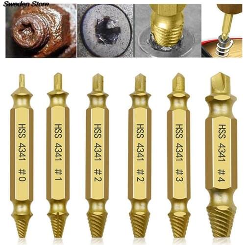 6pcs Damaged Screw Extractor Drill Bit Set Take Out Broken Screw Bolt Remover Hot