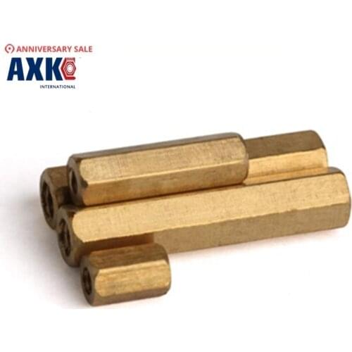 Axk 50pcs M3 Brass Spacer M3*5/6/7/8/10/11/12/14/15/16/18/20/25/30 Female To Hex Standoff
