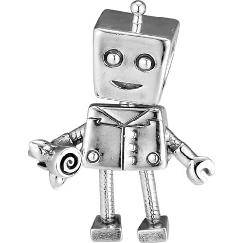 Fashion Beads Rob Bot Charm Robot Fits Charms Sterling Silver Original Bracelets For Woman DIY Valentines Day