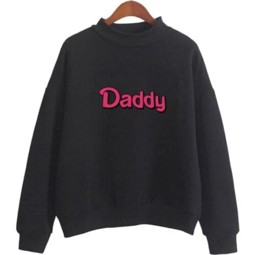 Black Solid Letter Print Casual Pullover Sweatshirt Women 2021 New Korean Long Sleeve O-neck Female Hoodies