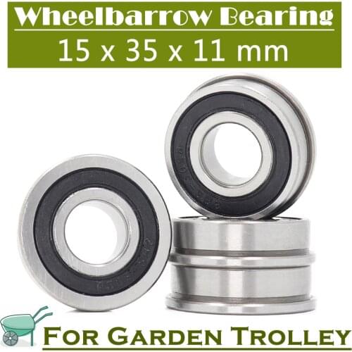 F6202 F6202RS Bearing F6202-15-2RS 15x35x11 mm ABEC-1 4PCS Flange Ball Bearings F6202-RS Garden Cart Wheel Bearing