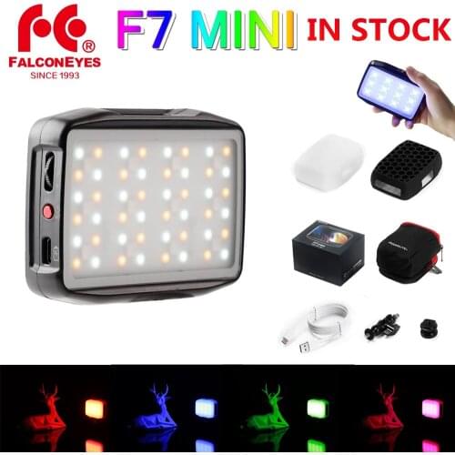 Falcon Eyes F7 Mini 5W RGB Adjustable Dimming On Camera RGB Video Light With Magnet Built-in Rechargeable Battery App Control