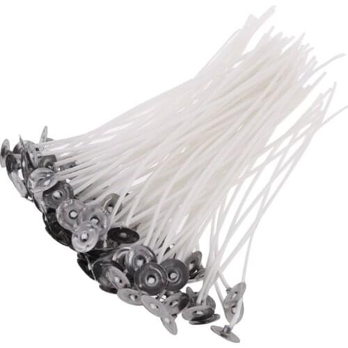 100Pcs Candle Wicks 12cm Cotton Core Pre Waxed With Sustainers For Candle Making
