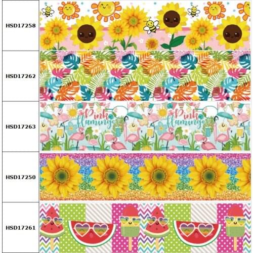 HSDCraft Spring Flower Bee Sunflower Printed Grosgrain/Satin Ribbon for DIY Sewing Hairbow Accessories Decoration 38MM 10Yard