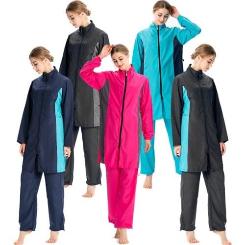 Islamic Women Muslim Swimwear 3 Piece Sets Burkini print Hijab Swimsuit Modest Swim Surf Wear Sport Full Suit for Swimming 2021