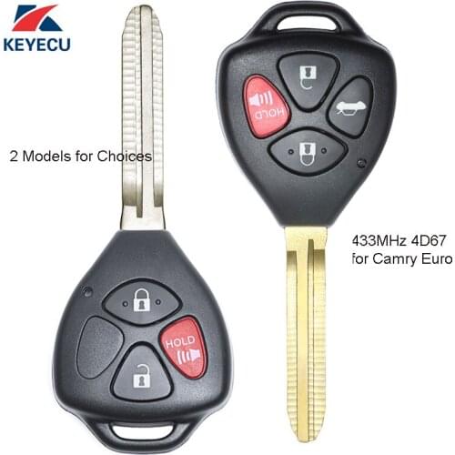 KEYECU Replacement Remote Key Fob 433MHz 4D67 for 2003-2011 Toyota Camry Uncut TOY43 Blade