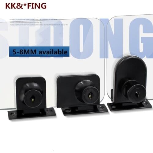 KK&FING 1PC Zinc Alloy Black Glass Lock Single And Double Door Display Cabinet Glass Lock Thickened Lock Buckle Locker Lock