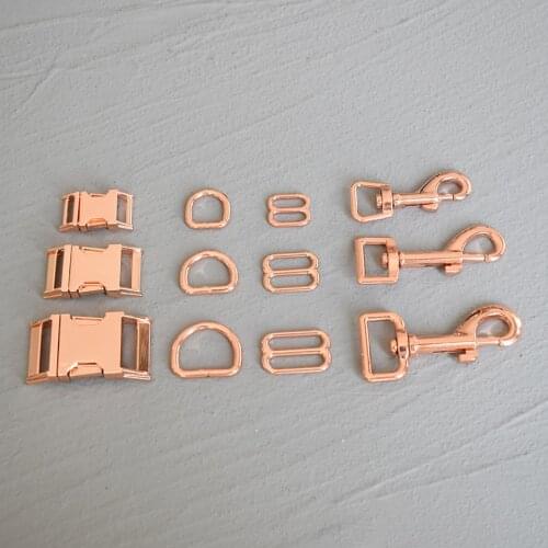 1 Set 15mm/20mm/25mm Metal Belt Straps Adjust Slider Release Buckle D Ring Webbing For Pet Dog Collar Dog Leash DIY Accessories