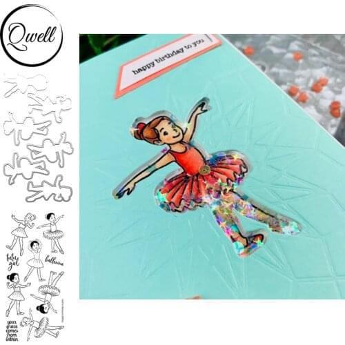 QWELL Ballerinas Metal Cutting Dies Match Clear Silicone Stamps Tutu Girl DIY Scrapbooking Album Paper Cards Crafts 2020