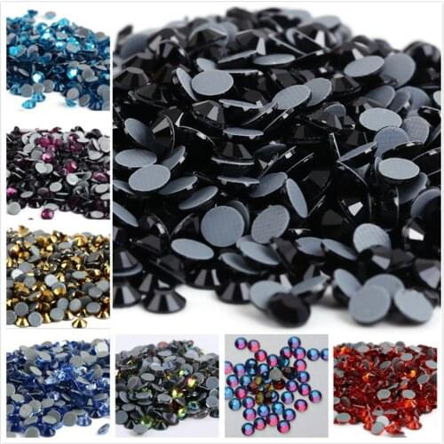 Many Colors Hot fix Rhinestone Glitter Strass Flatback Glass Crystal Hotfix stones Iron on Rhinestones For Garment Wedding Dress