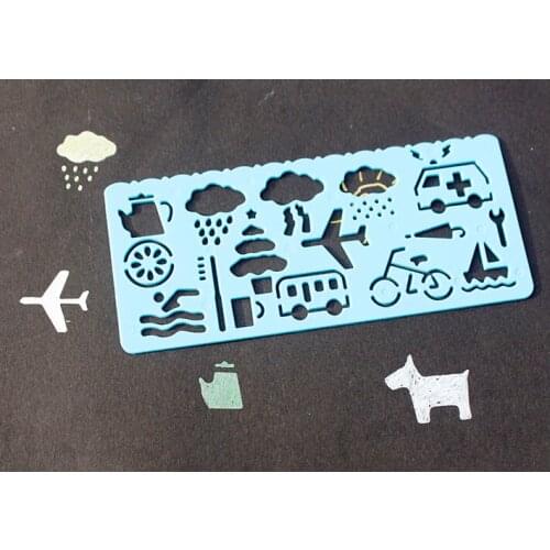 Multifunctional cartoon ruler Handbook Diy Drawing Template Ruler Children Multifunctional Cartoon Candy Color Plastic Paint