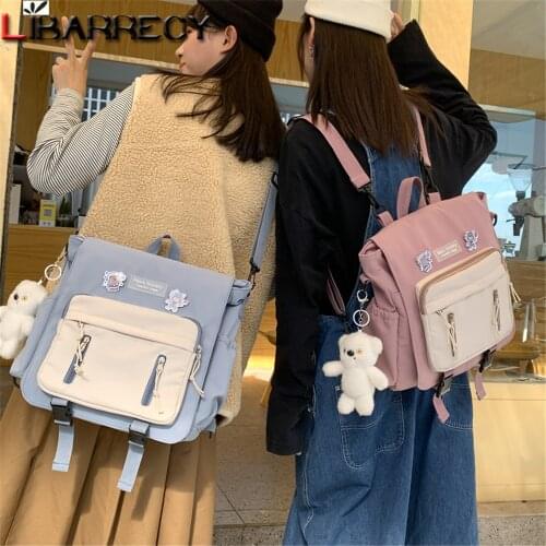New Multifunctional Womens Backpack High Quality Nylon Youth Shoulder Bag Cute Pendant Student Backpack Fashion School Bag Sac