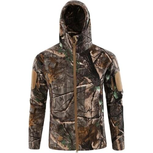 Thermal Fleece Jacket Men Outdoor Camouflage Windbreaker Hooded Coat Sports Hunting Military Hiking Camping Softshell Jackets
