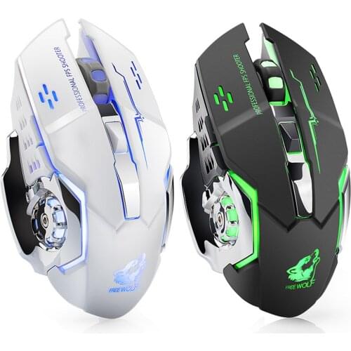New 2400DPI Mouse Rechargeable X8 Wireless Silent LED Backlit USB Optical Ergonomic Gaming Mouse Breathing Luminous Light Black