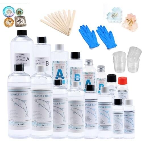 1:1 AB Resin Ingredients Drop Glue Set Includes UV Epoxy Resin Glue,Cup,Stick,Silicone Gloves For DIY Crafts Jewelry Making