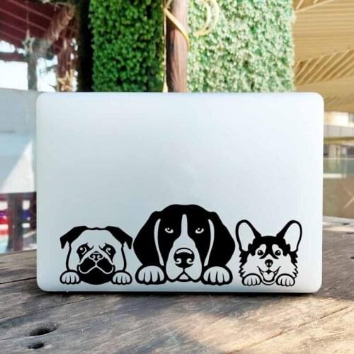 Cute Peeking Dogs Laptop Cover Sticker for MacBook Pro 16" Air Retina 11 13 15 Inch Mac Book Skin MSI Notebook Decal Ordinateur