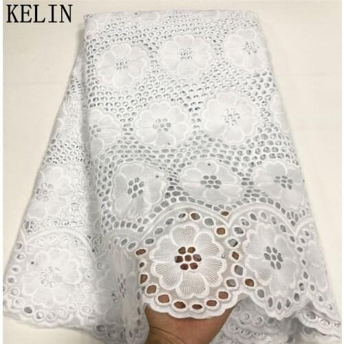 Nigerian Embroidered Cotton Materials African Swiss Voile Lace in Switzerland 2.5yards Wedding White Dry Lace Fabric CP009