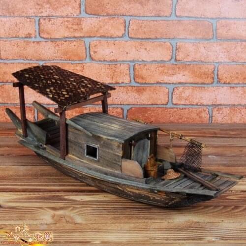 Original Handmade Wooden Sailboat Ornaments Do The Old Wooden Fishing Boat Model Boat Sailing Craft Wuzhen Jiangnan Features