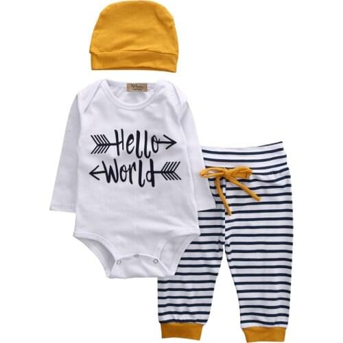 Pudcoco Autumn Winter 2018 Newborn Baby Girls Boy Romper Jumsuit + Striped Pants baby boy clothing