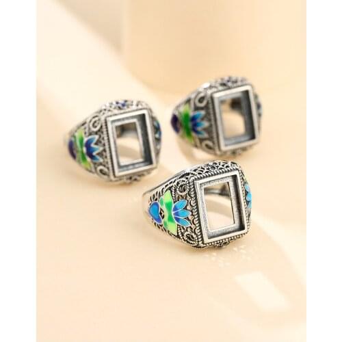 10*14mm 925 STERLING SILVER Semi Mount Bases Blanks base blank Pad men ring Setting set jewelry findings (without stone) A5334