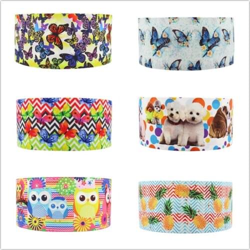 Q&N ribbon 50Yards 16mm-75mm cute cartoon animal Grosgrain/FOE Ribbons for DIY Bow Craft Wedding Christmas Party Decoration