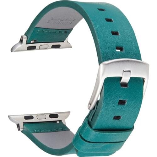 Green Brown Blue Black Gray Leather Straps for Apple Series 6 SE 5 4 3 Men Women Watch Bracelet 38mm 40mm 42mm 44mm Watchbands