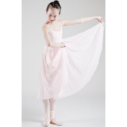 Strape Chiffon mesh Dress back Ballet Dress Uniform spaghetti long dress leotard
