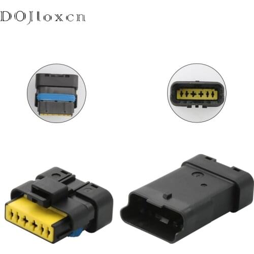 1Set 6 Pin Automotive Throttle Valve Black Wiring Plug FCI Harness Waterproof MaleFemale Connector 211 PC069S0049 211PC069S0049