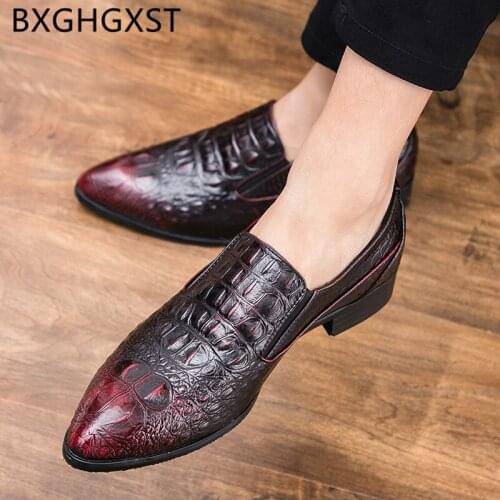 Elegant shoes for men luxury Coiffeur crocodile shoes loafers men slip dress brand italian designer mens office shoes leather
