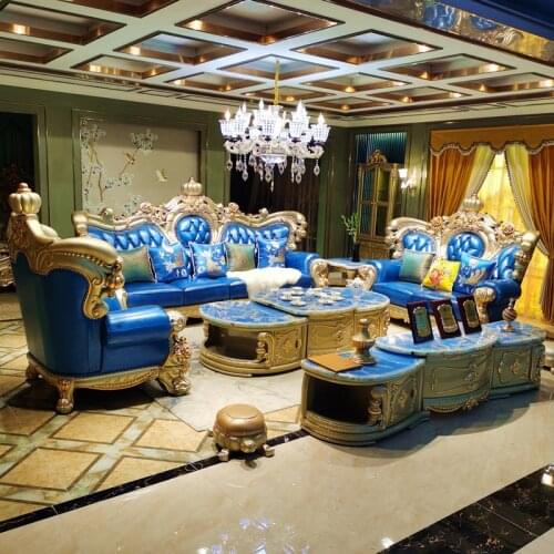 High-end Villa Customized European-style Sofa Combination All Solid Wood Luxury Large Luxury Leather High-end Club Furniture
