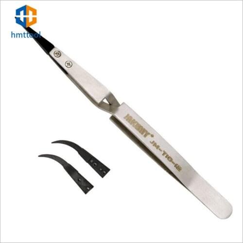 JAKEMY T10-12 Stainless Steel Precision Anti-static Electronic Tweezers Curved & Straight Tweezer For Phone Rework Repair Tools