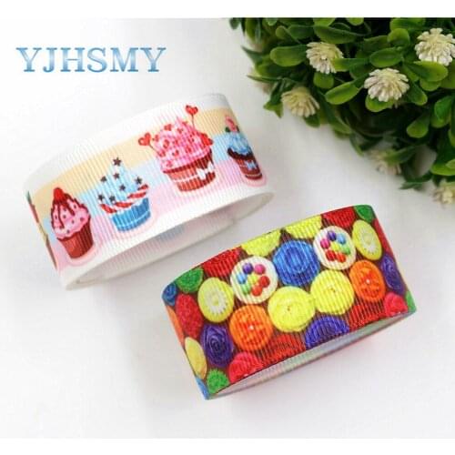 YJHSMY F-18416-1,25 mm 5 Yards Cartoon cake Printed grosgrain ribbons,DIY handmade Hair accessories Material wedding gift wrap