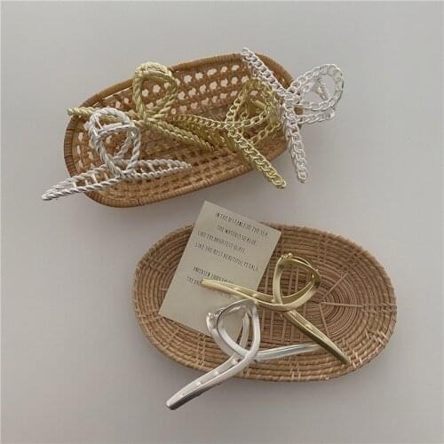 Minar Minimalist Cross Geometric Hair Claw Large Hollow Metallic Shark Hair Clamps Trendy French Hair Accessories for Women Gift