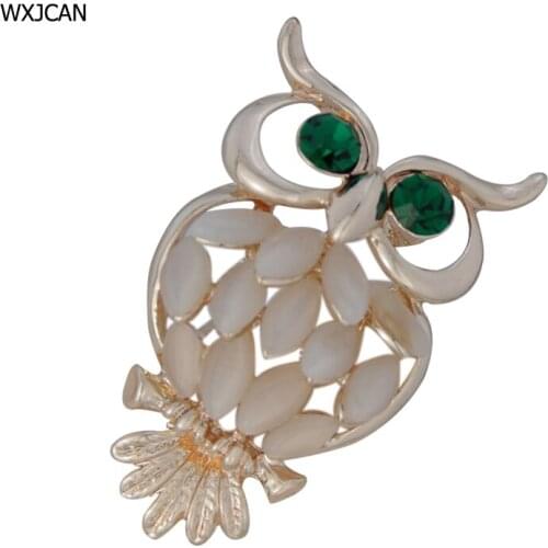 WXJCAN rose gold color owl womens brooch pendant Crystal eye and opal belly bird owl brooch with stone Backpack female B5267
